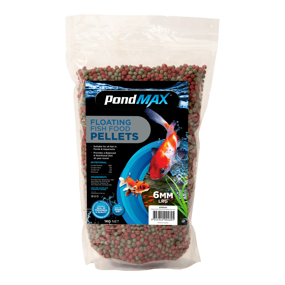 PondMAX Fish Food Pellets (6mm/Large) 1kg